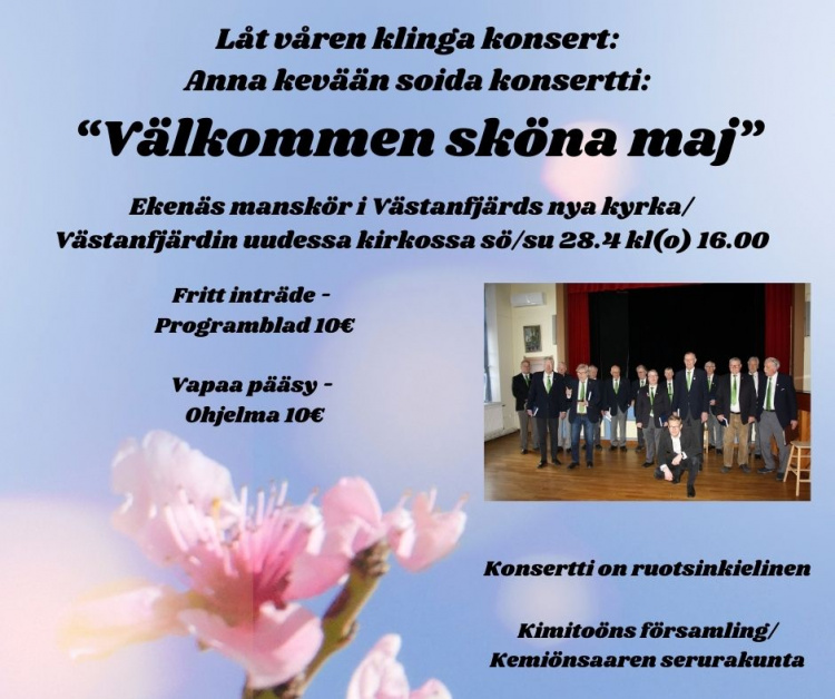 affisch om ekenäs manskörs konsert.